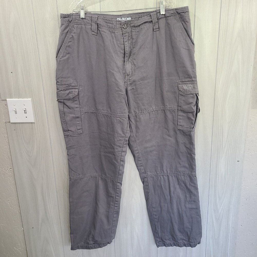 Guide Gear Gray Flannel Lined Cargo Jeans Size 42x32 outdoor